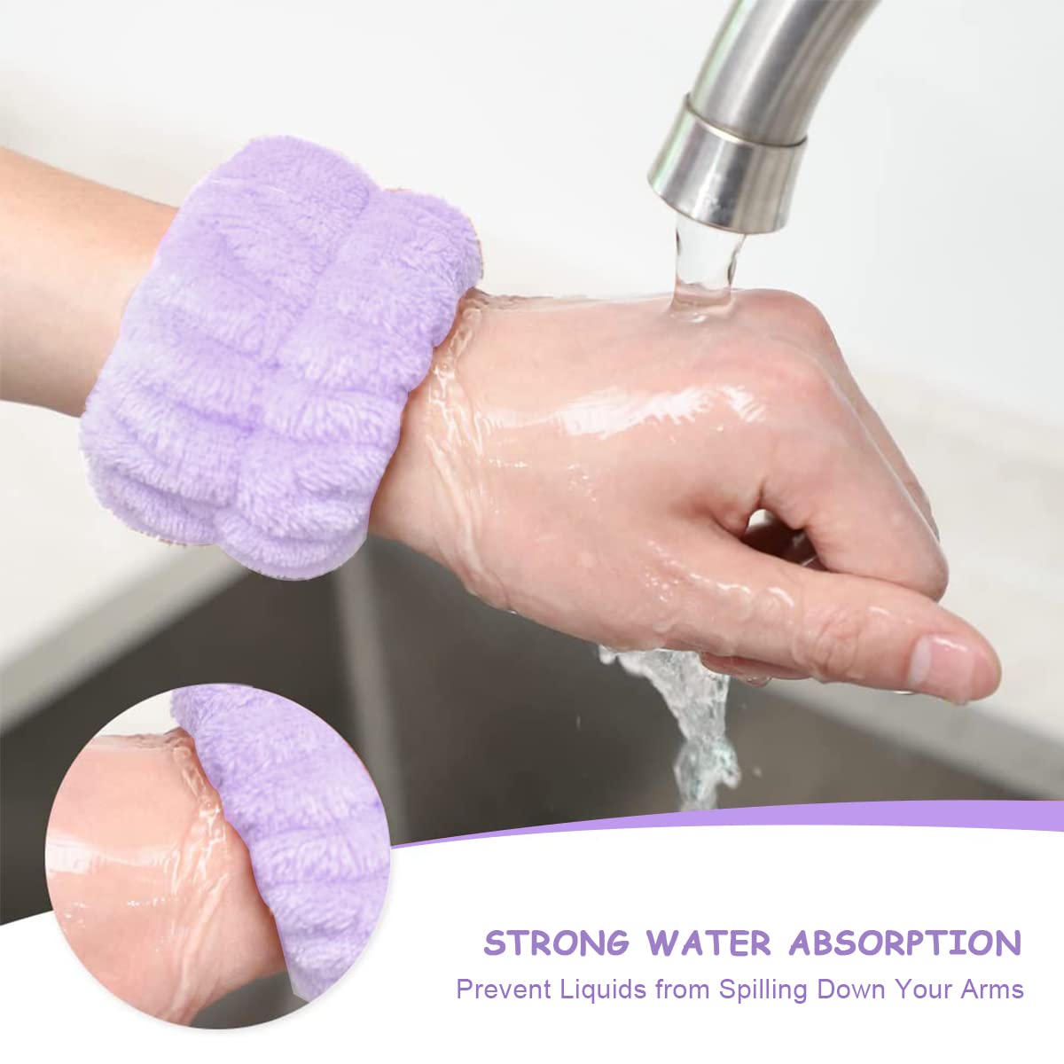 MAYCREATE 3Pcs Facial Spa Headband Wristband Combo Set, Elastic Microfiber Face Wash Hairband Wrist Wash Bands for Face Washing, Makeup, Yoga, Fitness (Purple) MAYCREATE 3Pcs Facial Spa Headband Wristband Combo Set, Elastic Microfiber Face Wash Hairband Wrist Wash Bands for Face Washing, Makeup, Yoga, Fitness (Purple)